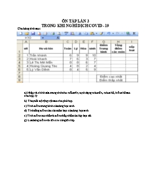 Bài tập ôn tập lần 3 môn Tin học Lớp 7 trong khi nghỉ dịch Covid-19
